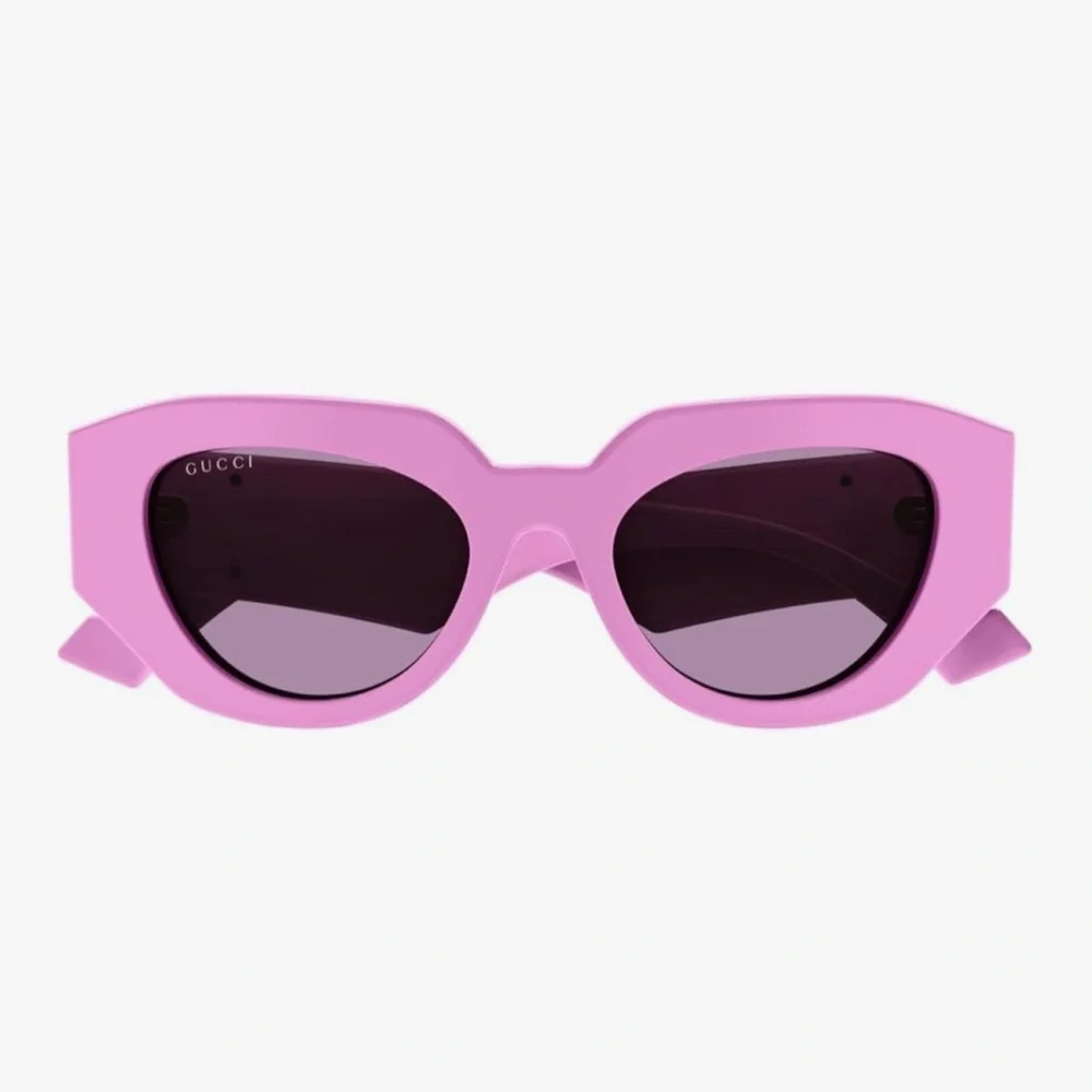 Gucci Pink Geometric Acetate Butterfly Sunglasses Oversized GG Logo w/ Case - Picture 9 of 13